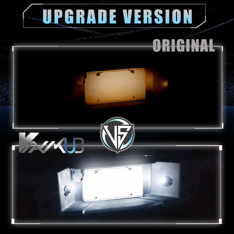 VANKUB LED License Plate Light for Fo-rd F150 F250 F350 F450 F550 Superduty Bronco Excursion Ranger Expedition Explorer Pickup Truck, Chrome Housing Led Rear Tag Lamp, 6000K White Lights, 2 PCS - Image 2